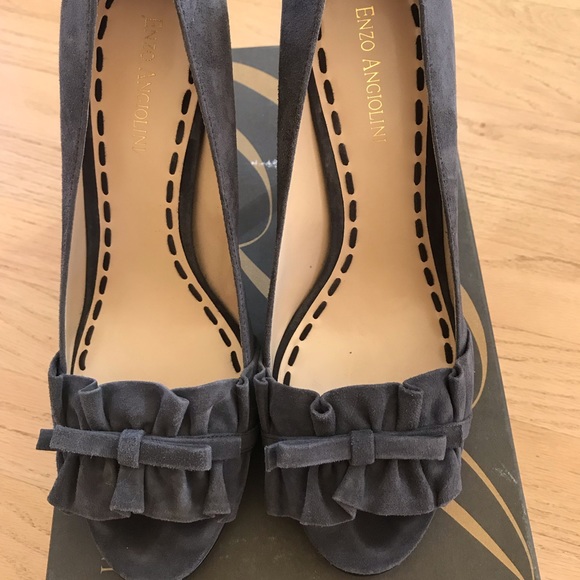 Enzo Angiolini Shoes - Grey suede open toe pumps